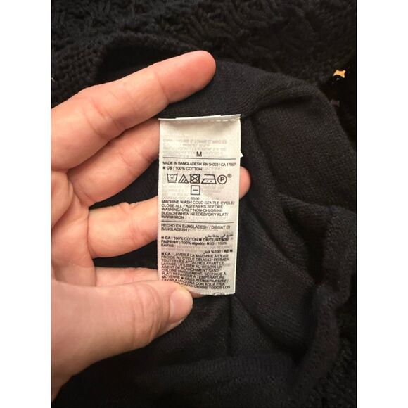 Old Navy Black Crochet Knit Sleeveless Halter Tie Neck Strap Mini Dress Medium - Picture 3 of 6